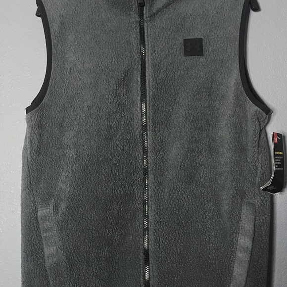 Under Armour Kid Youth Large Sherpa Fleece Vest Full Zip Storm Stealth Gray NWT - Picture 3 of 11